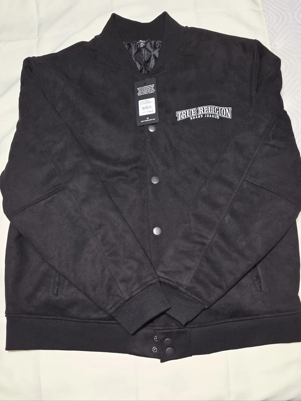 True Religion Black Varsity Bomber Jacket